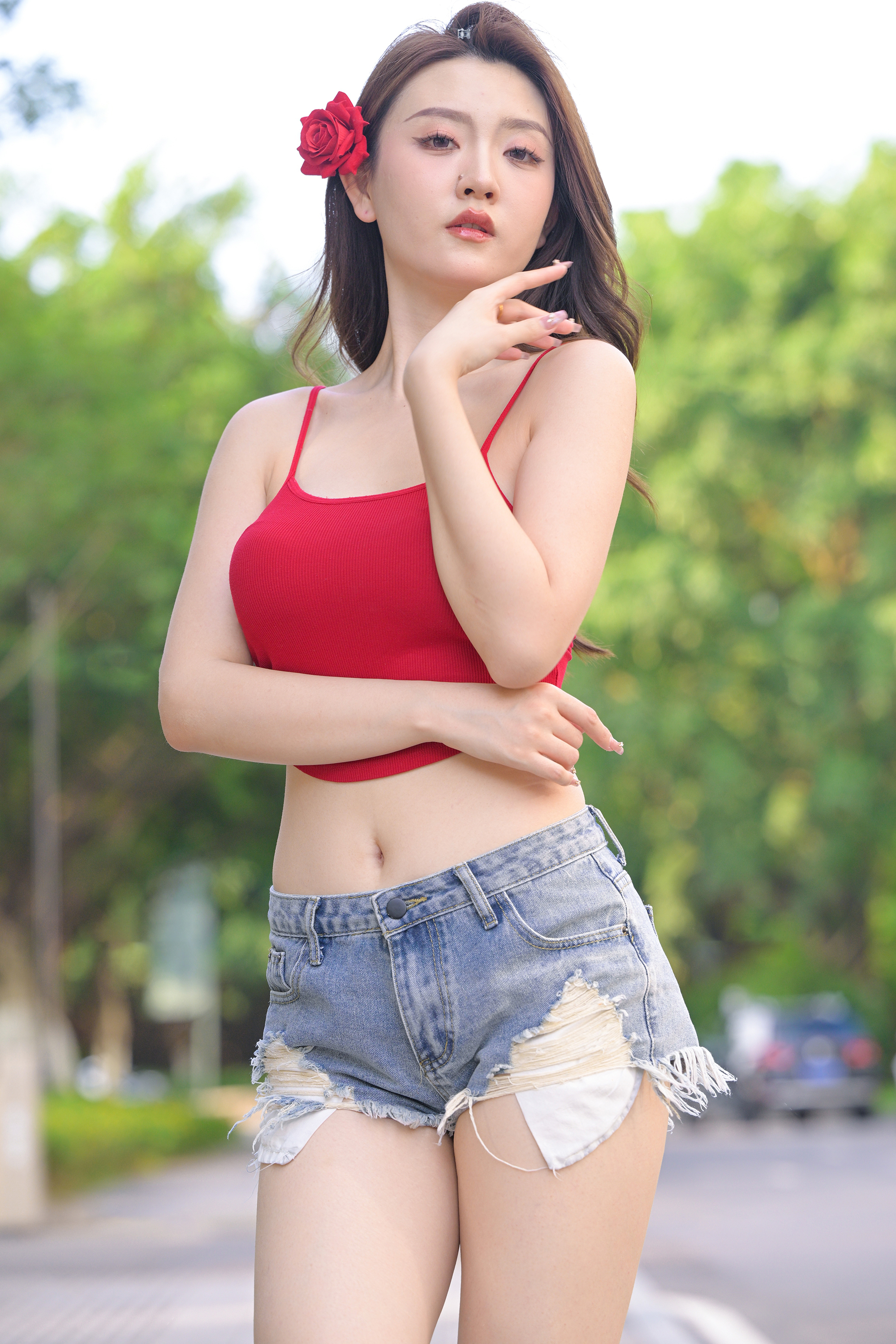  街拍鸭,魔镜街拍,街拍第一站,热裤,美女,街拍,写真套图,青丘女神