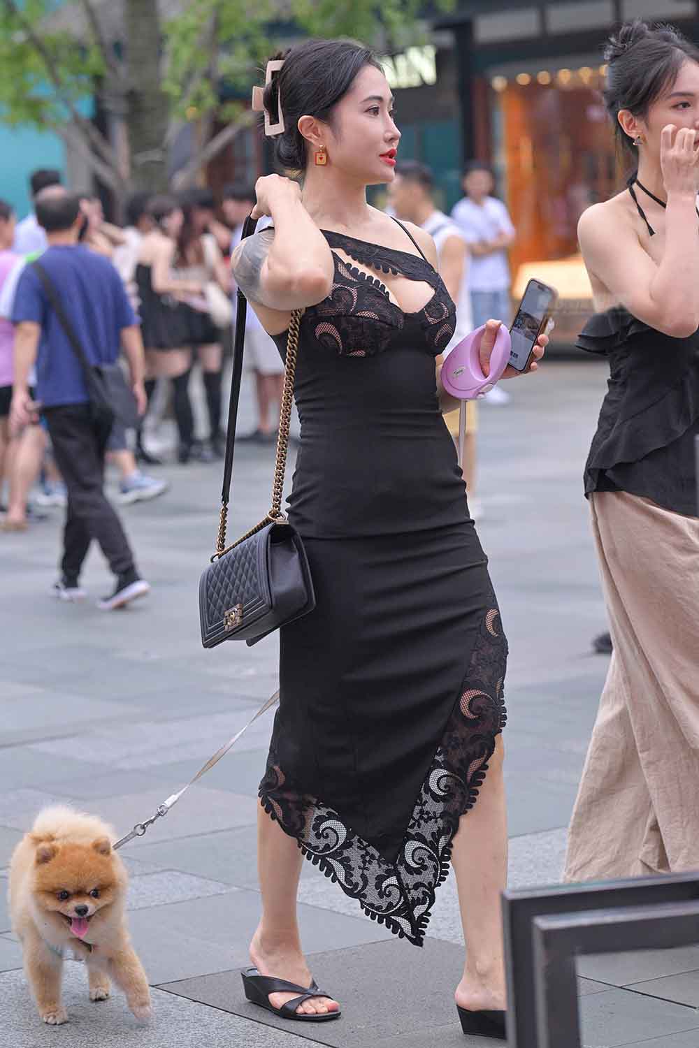 【J6455】黑色包臀低胸美女（图+视频）-绝色天籁